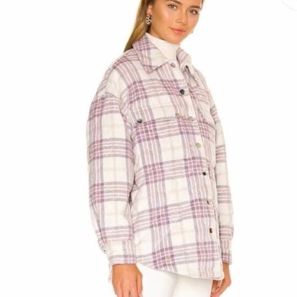 Lovers + Friends Revolve Conlee Quilted Shacket Pink Purple Size Medium - Picture 2 of 13